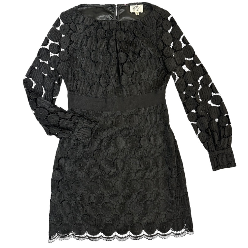 EEUC Milly black lace eyelet circle pattern sheath dress size 6
